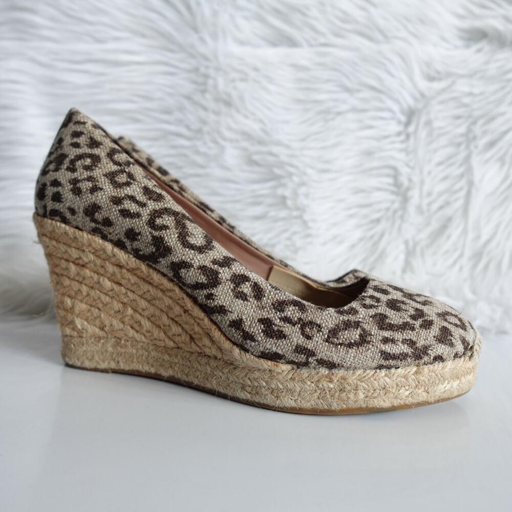 J. Crew Leopard Seville Espadrille Closed Toe Sandal Wedges 8 Spring Summer